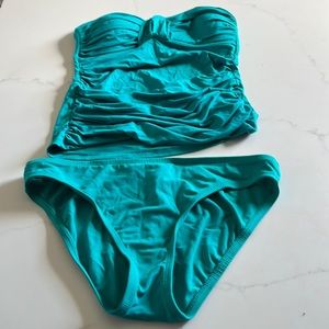 2 piece La Blanca turquoise Tankini size 4